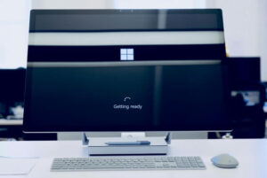 flat screen computer monitor with the word, "Getting Ready" on the screen